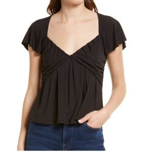 FRAME shirred flounce top NWT